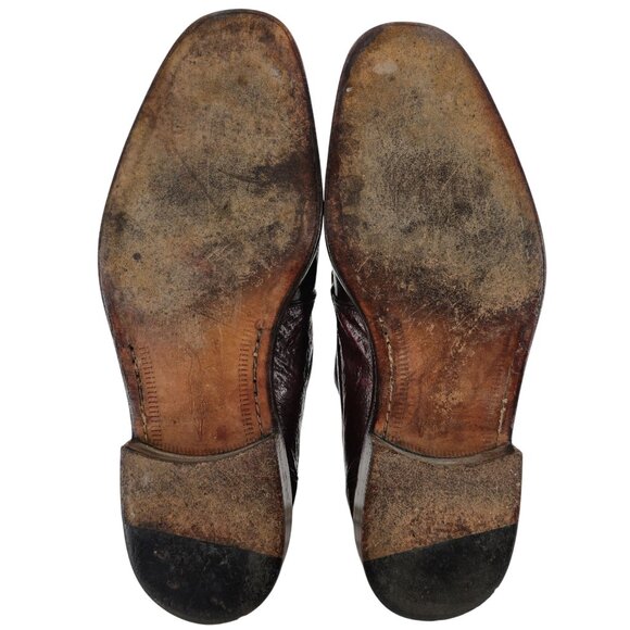 Vintage Mauri Burgundy Alligator Ostrich Exotic Dress Shoes 11.5M Derby Oxfords - Picture 5 of 15